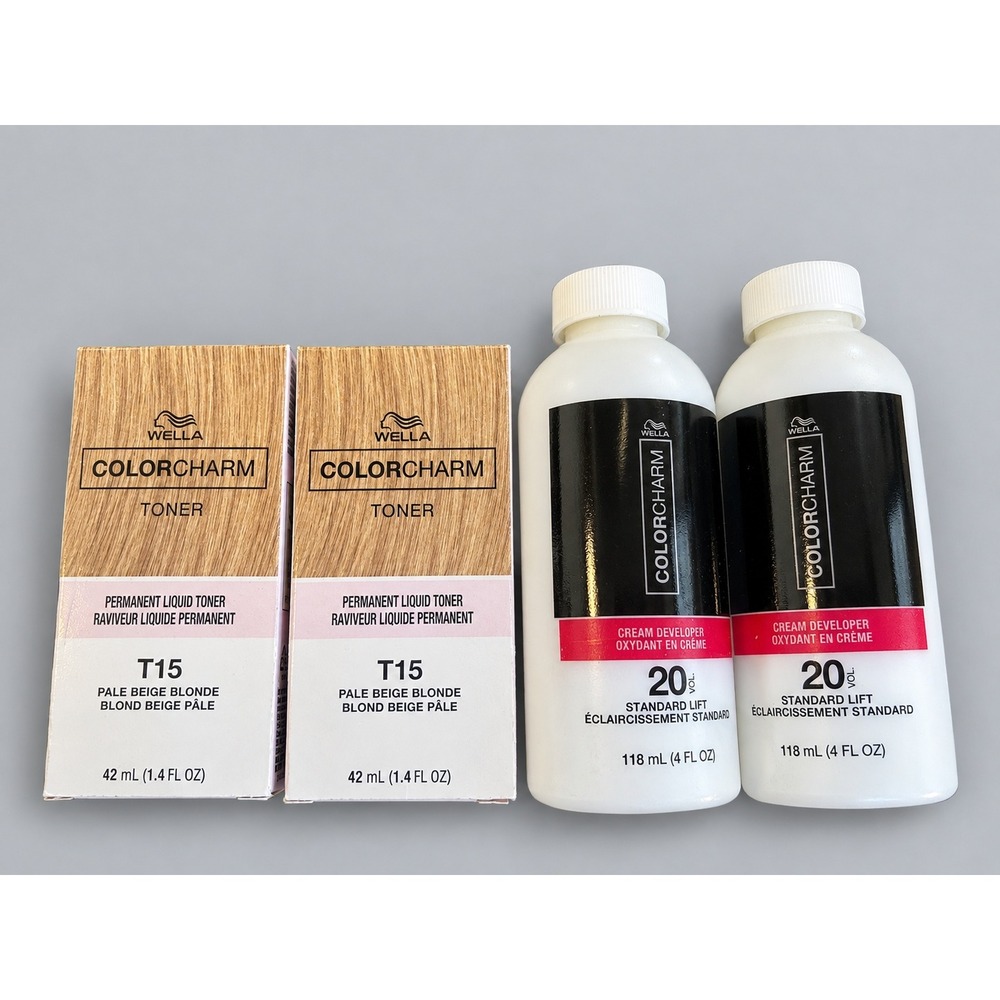 Wella Colorcharm Toner T15 Pale Beige Blonde Set 20 Vol Developer NEW Lot of 4